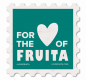 A envelope stamp that says for the love of fruita with a heart.