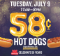 Wienerschnitzel is celebrating its 58th Anniversary with 58-cent hot dogs!