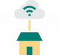 A house with a cloud over the roof with a wifi symbol. 